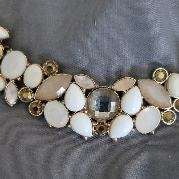 New York & Company Gold and White Cluster Necklace - Picture 4 of 4